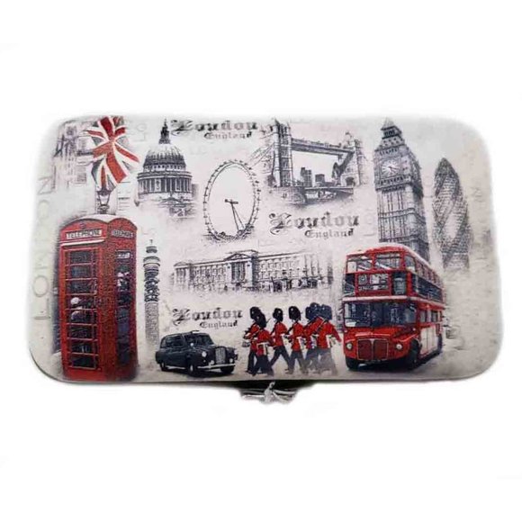 London England Manicure Pedicure Set in Icons Case 5 Tools - Picture 1 of 2